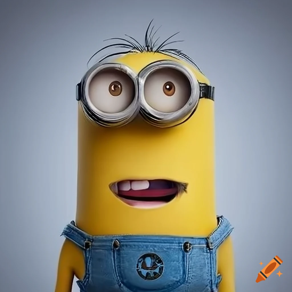 Endearing Minion character with a middle-aged woman's face and stylish glasses