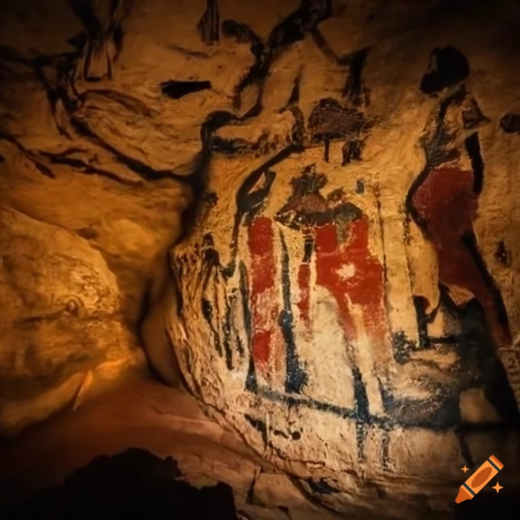 Painting on a cave wall by a native tribe