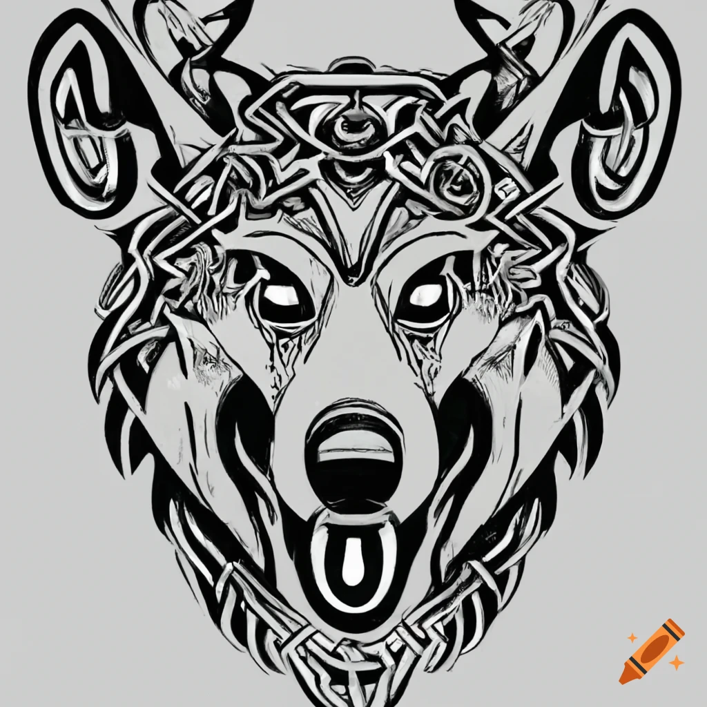 Celtic wolf's head design
