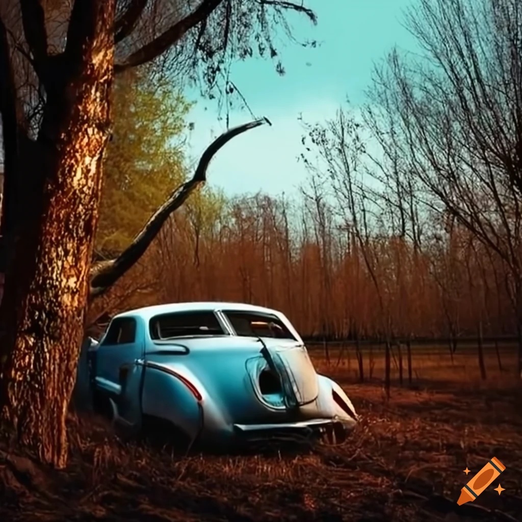 Car stuck in a tree