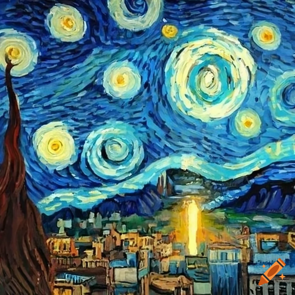 Starry night van Gogh with Persian art