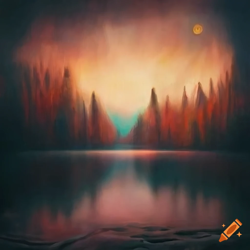 Metaphysical painting with surreal dreamlike landscapes
