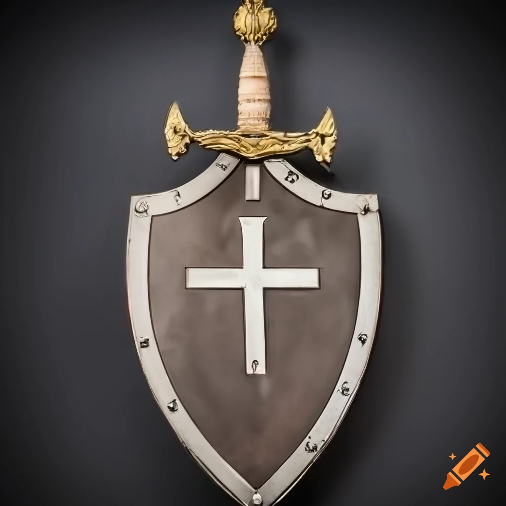 Shield and sword with cross logo