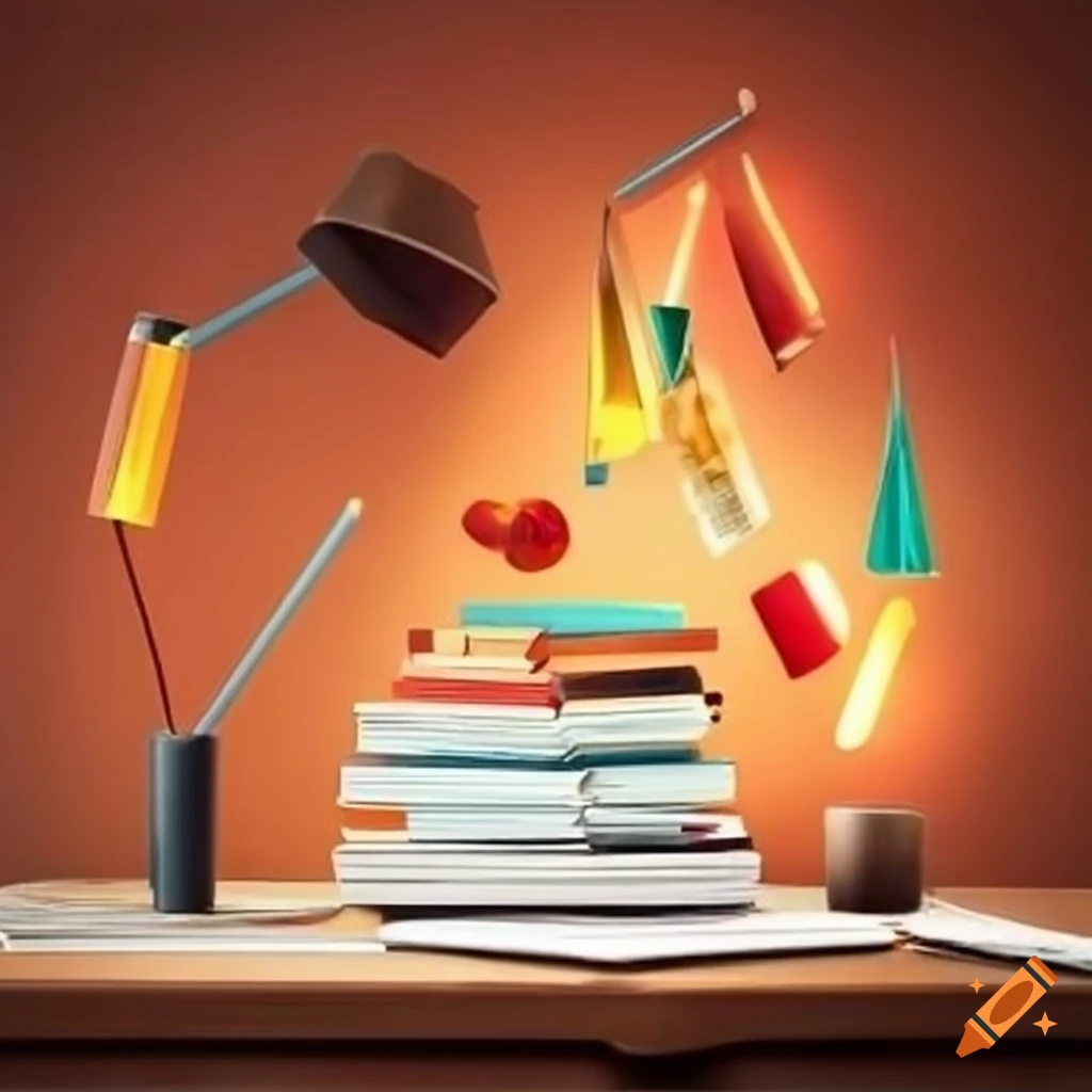 Cenário de mesa de estudos com caderno e cronograma