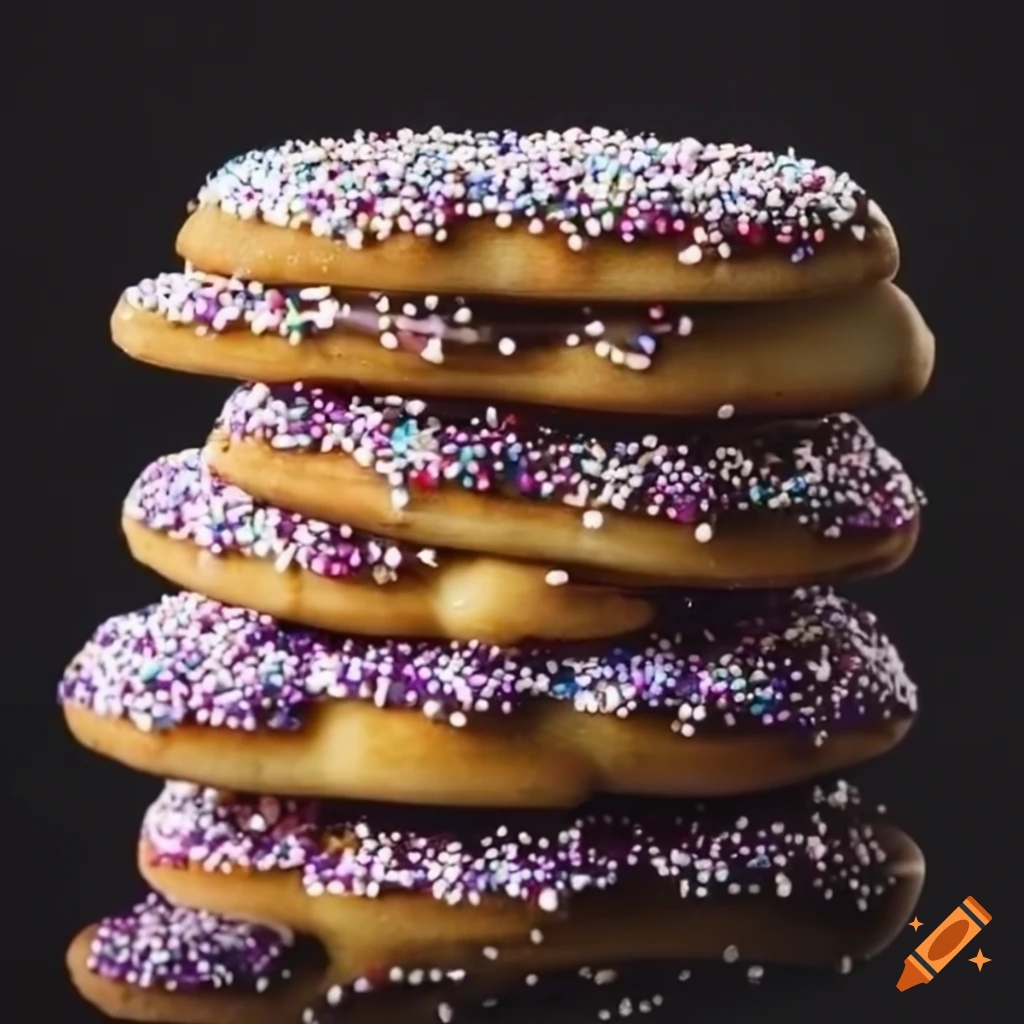Cookies decorated with sugar sparkle on a black background