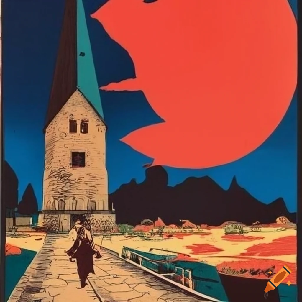 Vintage travel poster for the magical graphic novel zatoichi on Craiyon