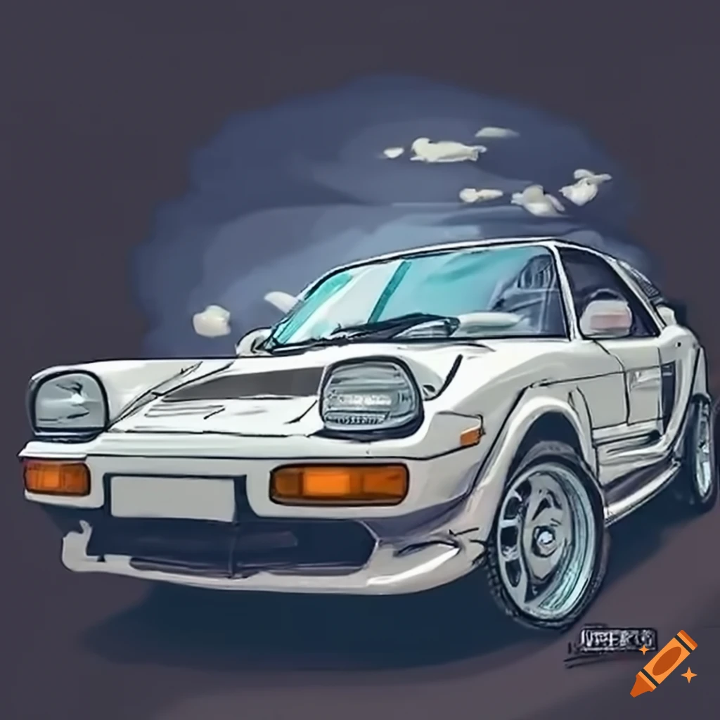 Vintage white Toyota MR2 with personalized plate CAM