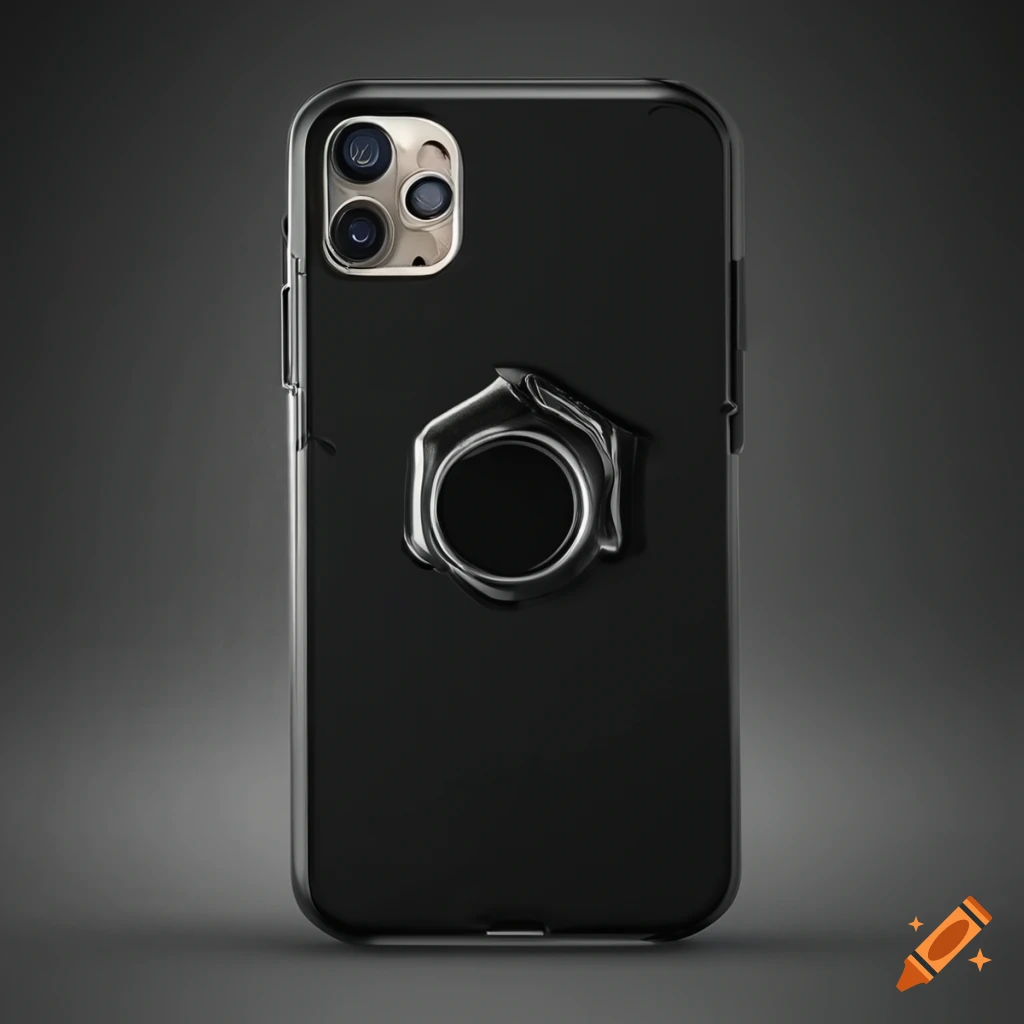 Matte black phone case with enhanced grip and builtin stand ring on