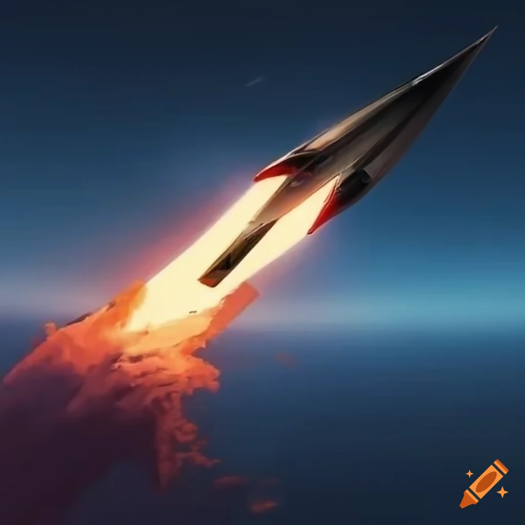 Sleek futuristic rocket heading towards star Altair