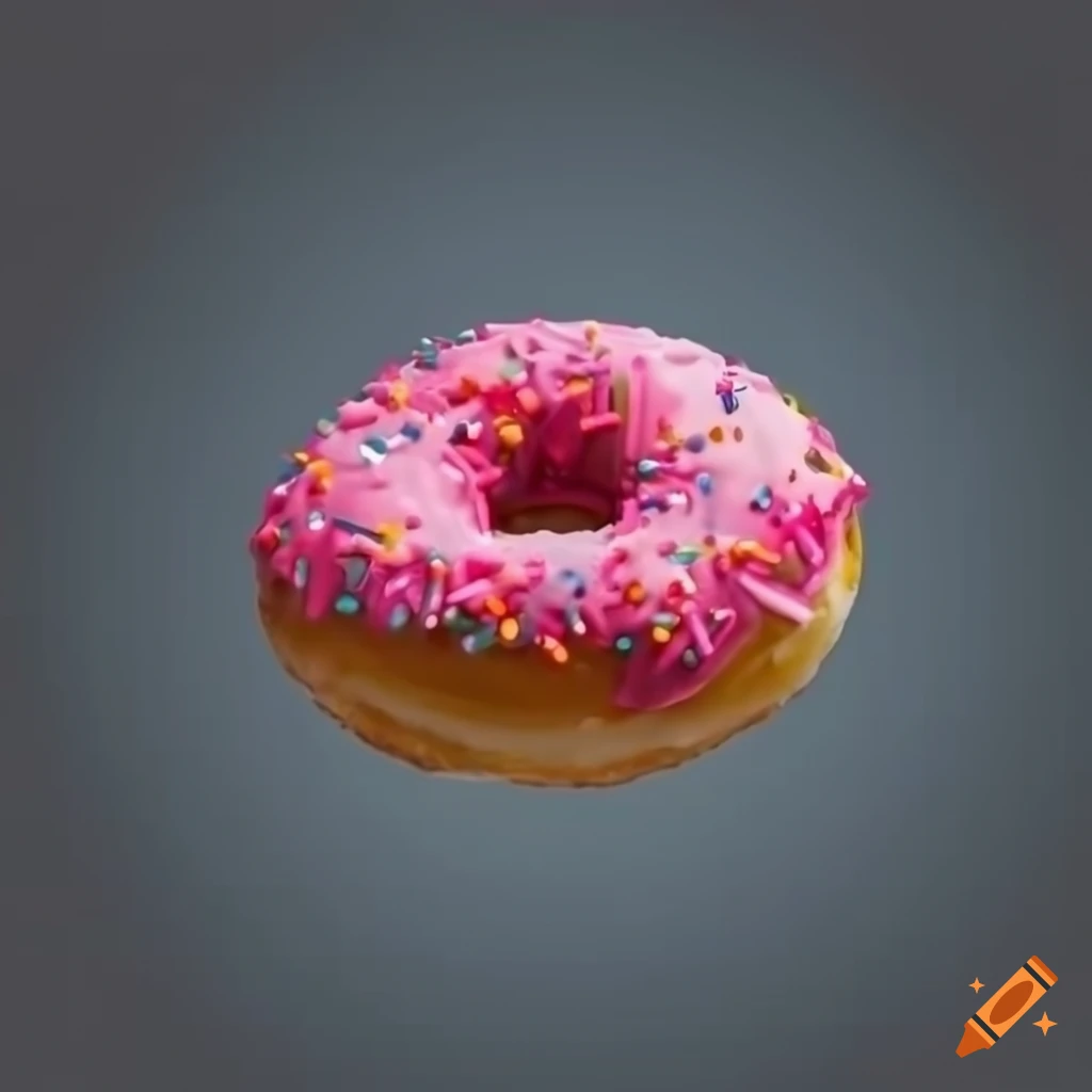 Strawberry doughnut on a black background