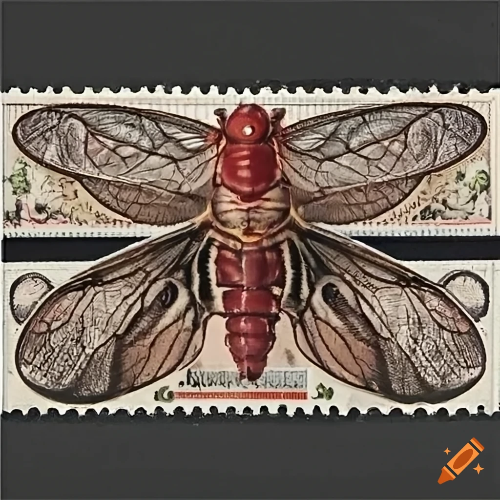 Collector's album of cicada-themed postage stamps