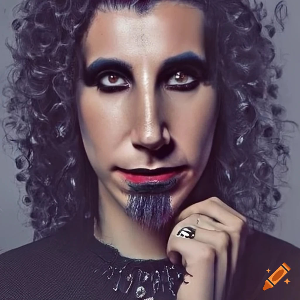 Serj Tankian with long hair and eye makeup