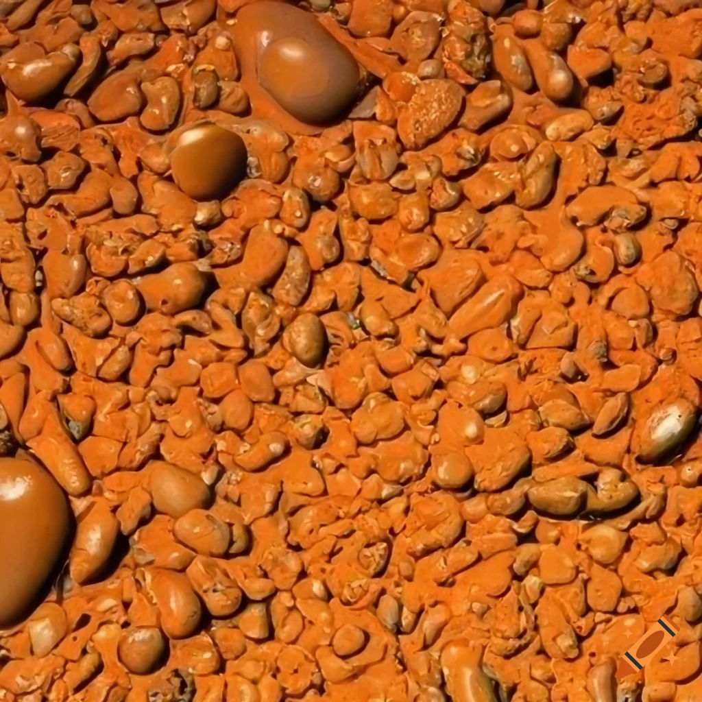 Orange mud with green pebbles on Craiyon