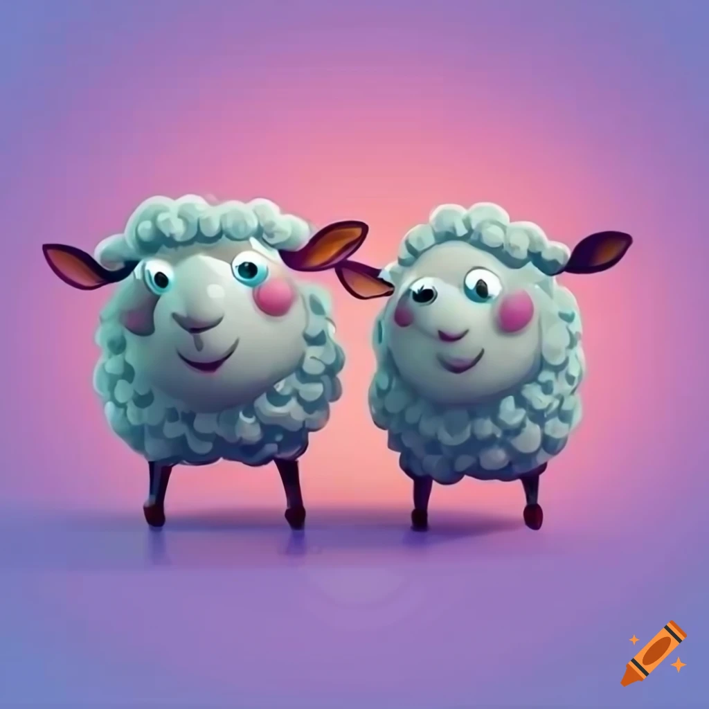 Group of cartoon sheep