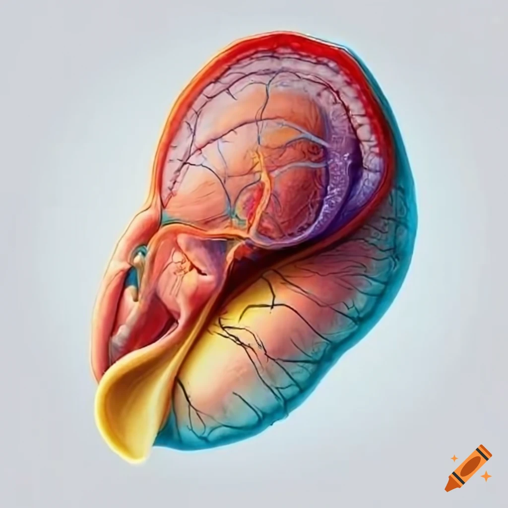 Anatomical diagram of a clam's nervous and vascular systems on Craiyon