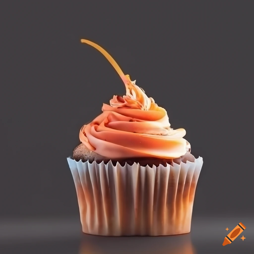 Decorated carrot cupcake on black background