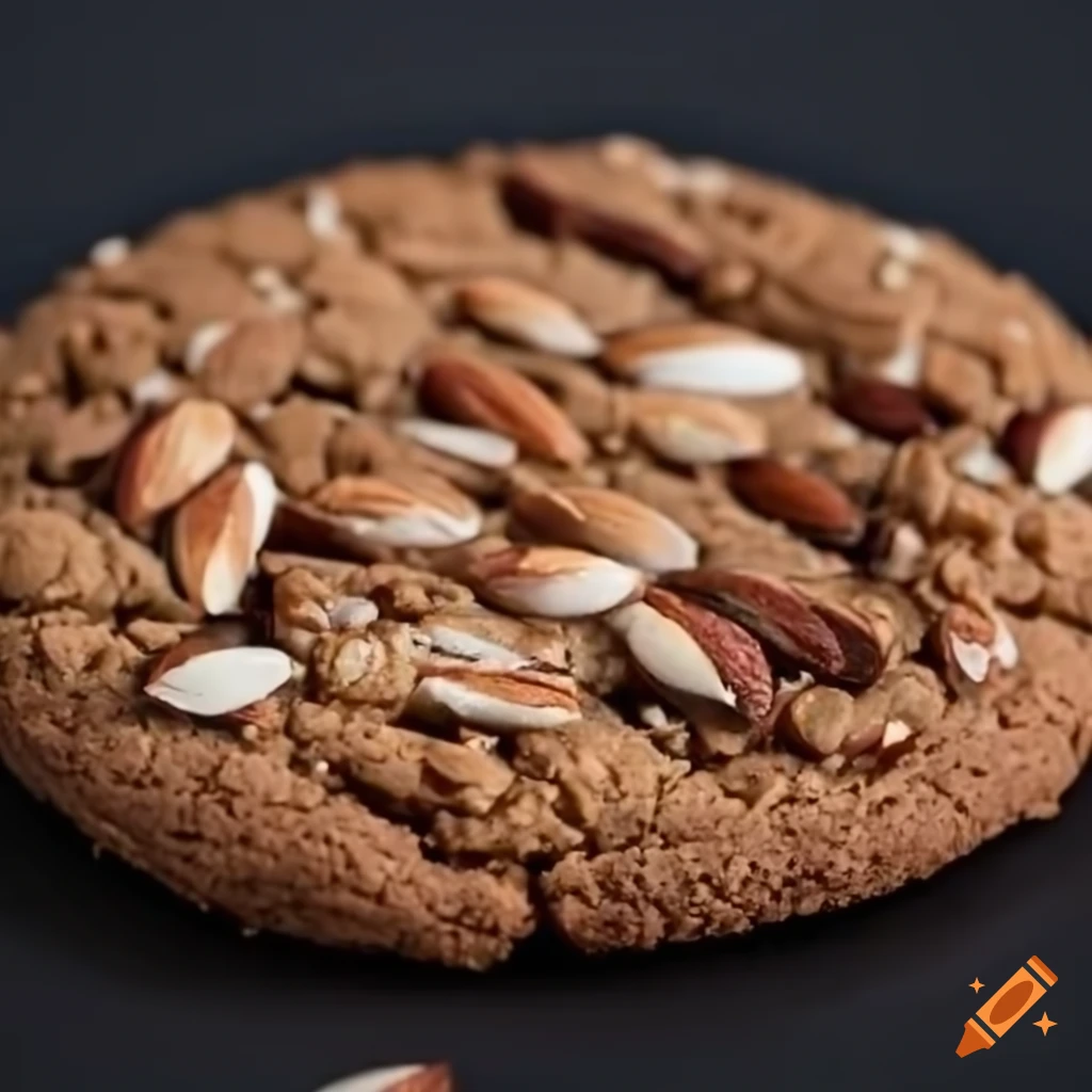 Almond crunch cookie on a black background