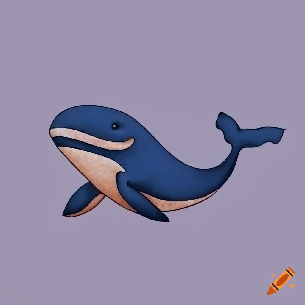 Indigo whale graphic design in lineart style