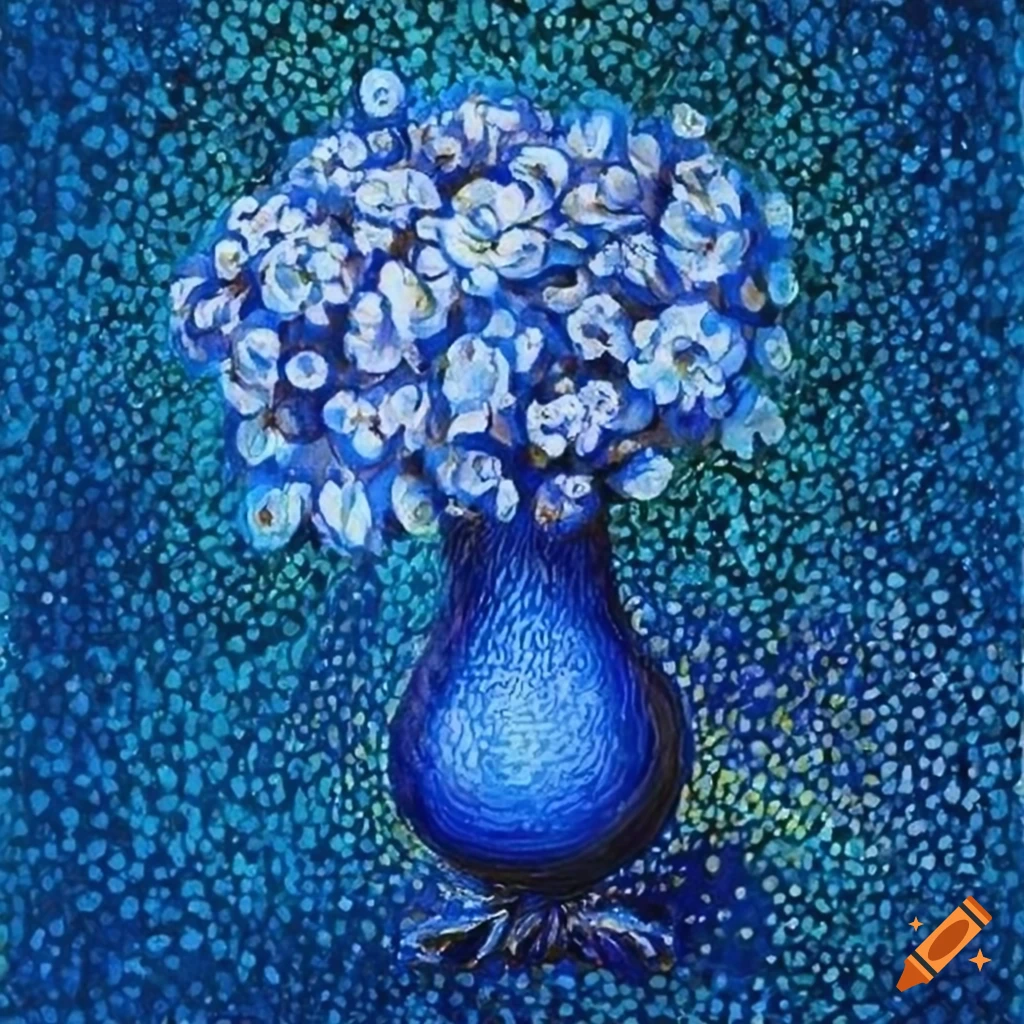 Blue bouquet of Oxypetalum in pointillism style
