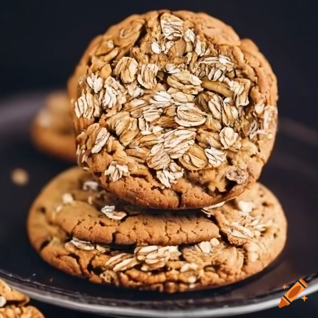 Oat meal cookies on a black background