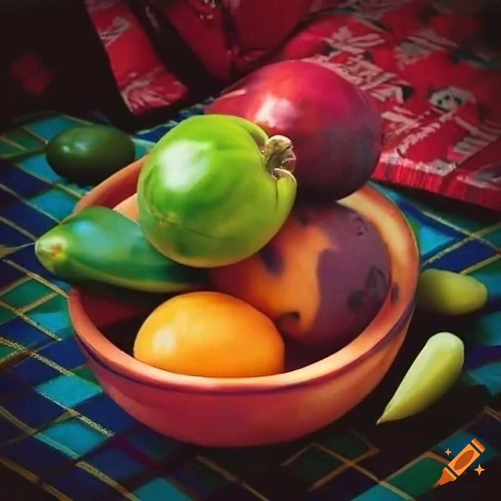 Fresh produce on a tablecloth