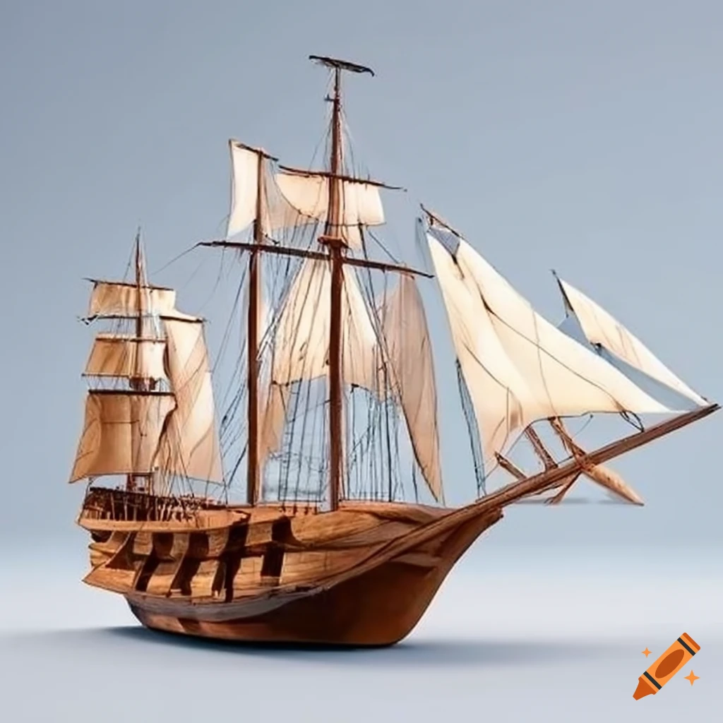 Ship Made Sailing ship crafted from living wood on Craiyon
