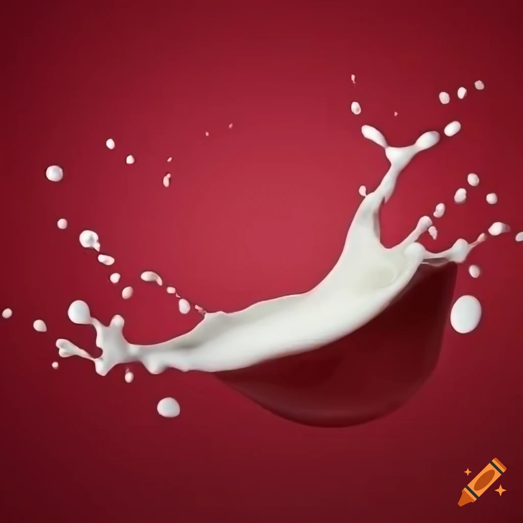 Milk splash with red background from a top view