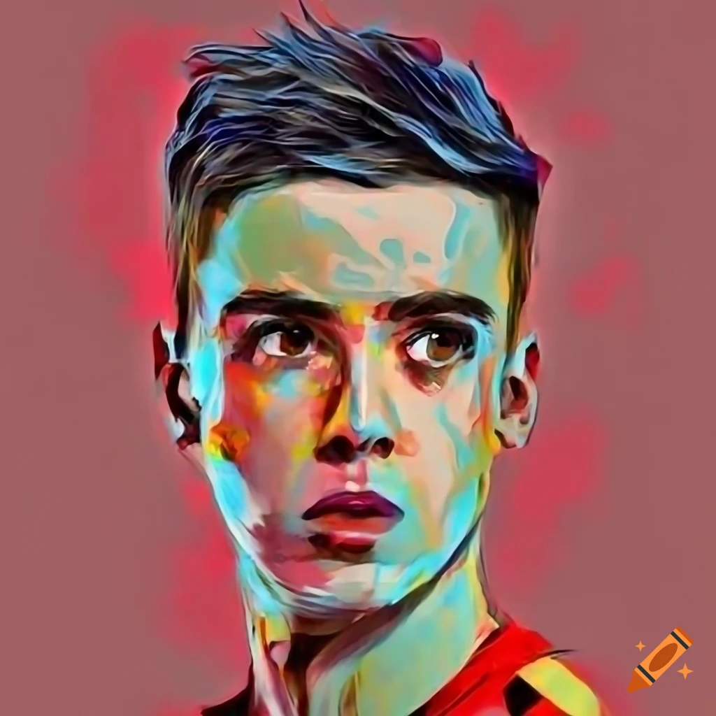 Spanish male soccer player with short dark hair in red and black jersey