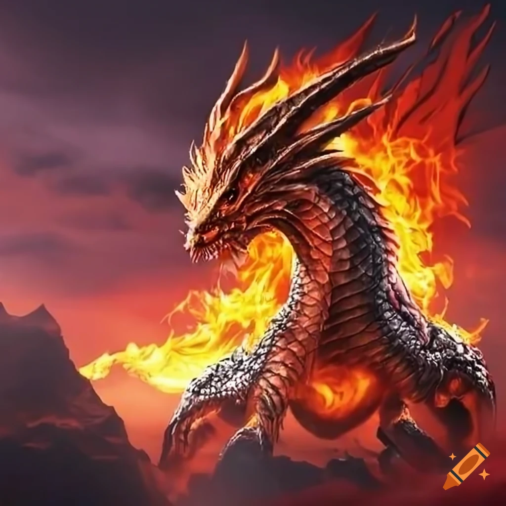 Fiery dragon in ultra high definition on Craiyon