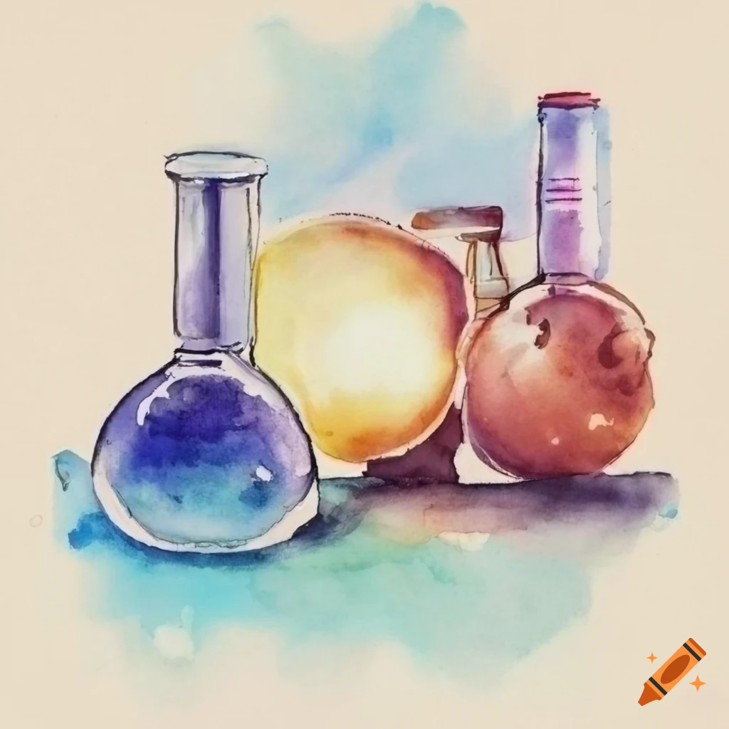 Chemist's day illustrated in watercolor