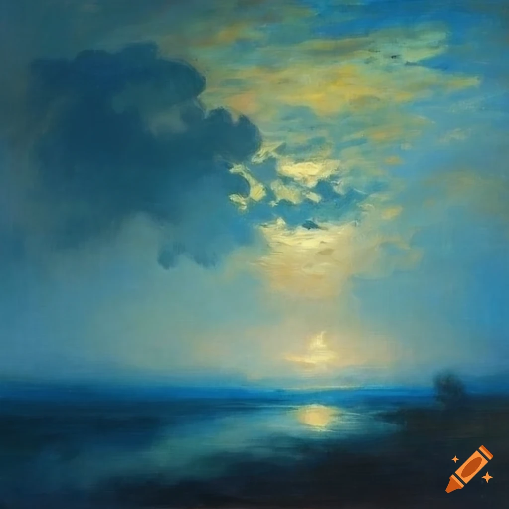 Neoclassical landscape with stormy sky in daylight