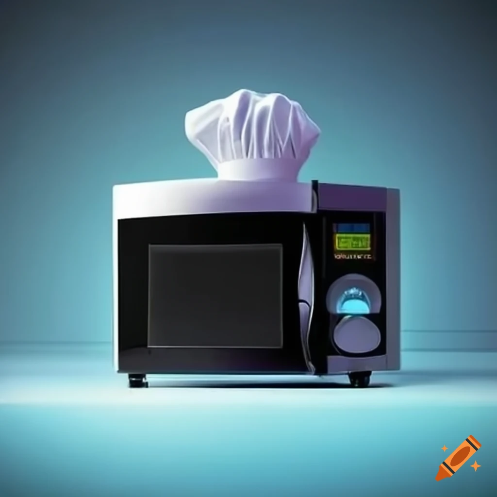 Futuristic microwave with a chef's hat