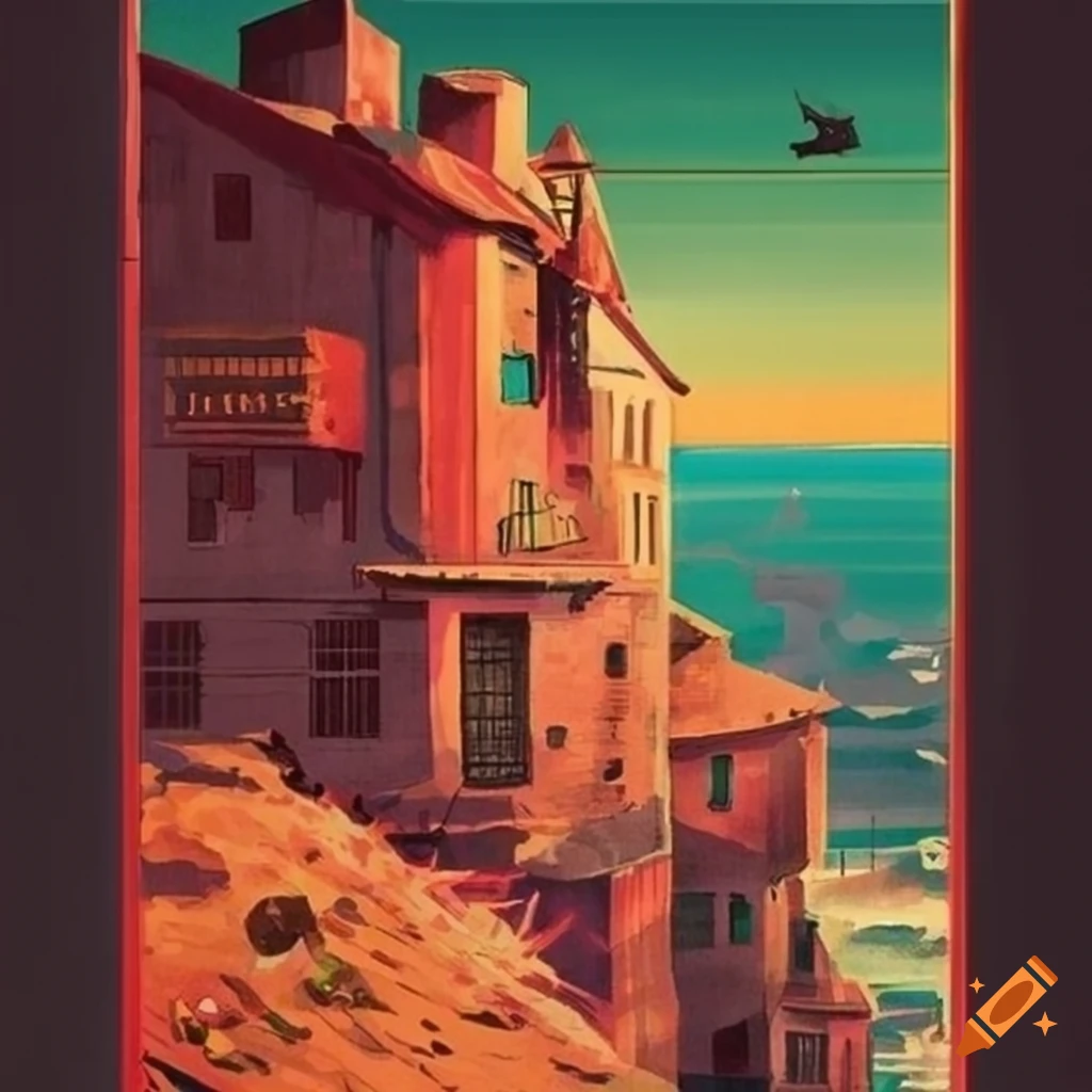 Magical graphic novel zatoichi stunning vintage travel poster on Craiyon