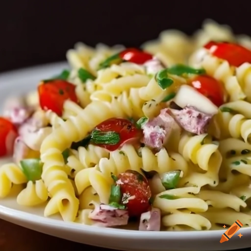 Pasta salad with mayonnaise dressing