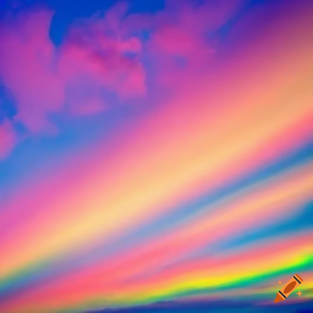 Colorful dreamland with candy-colored clouds