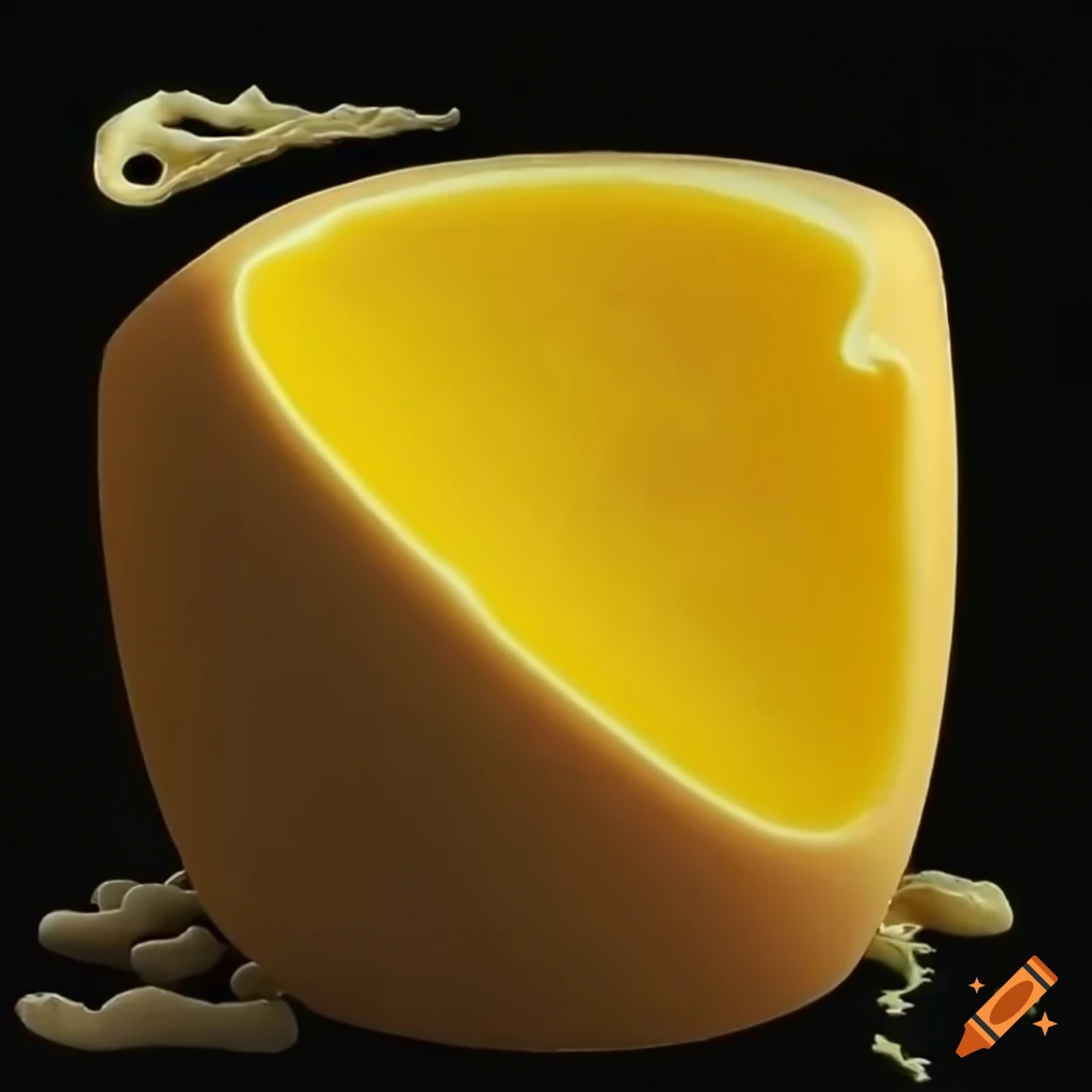Surreal painting of melting provolone cheese and escherlike eggs on Craiyon