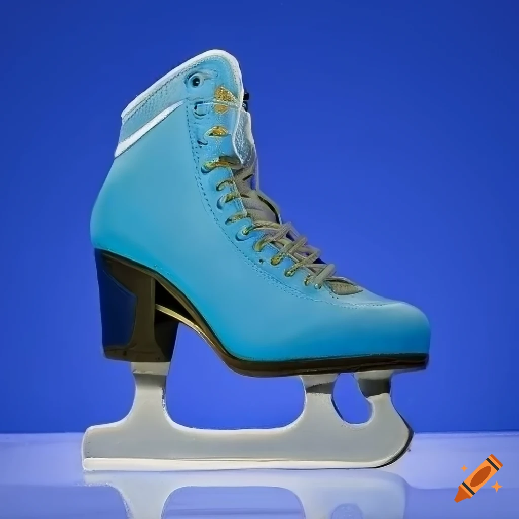 Ice skating blade on a shoe with blue background