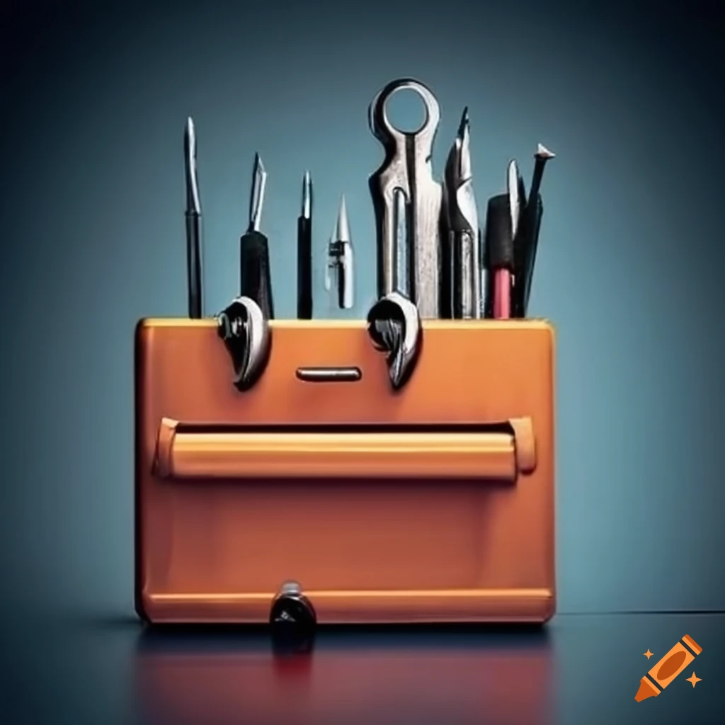 Neatly arranged toolbox with wrench and screwdriver