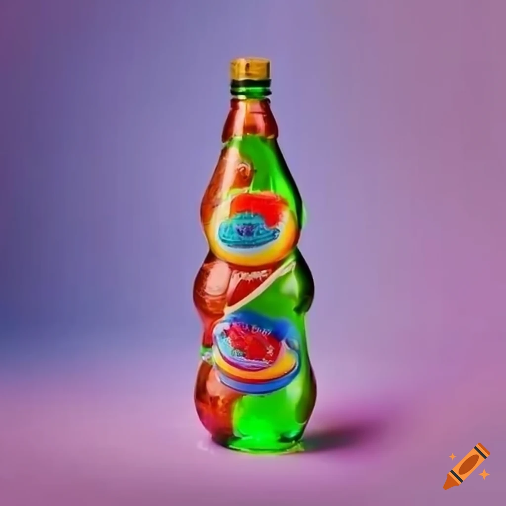 Charming candy shop with colorful jolly ranchers in a sprite bottle