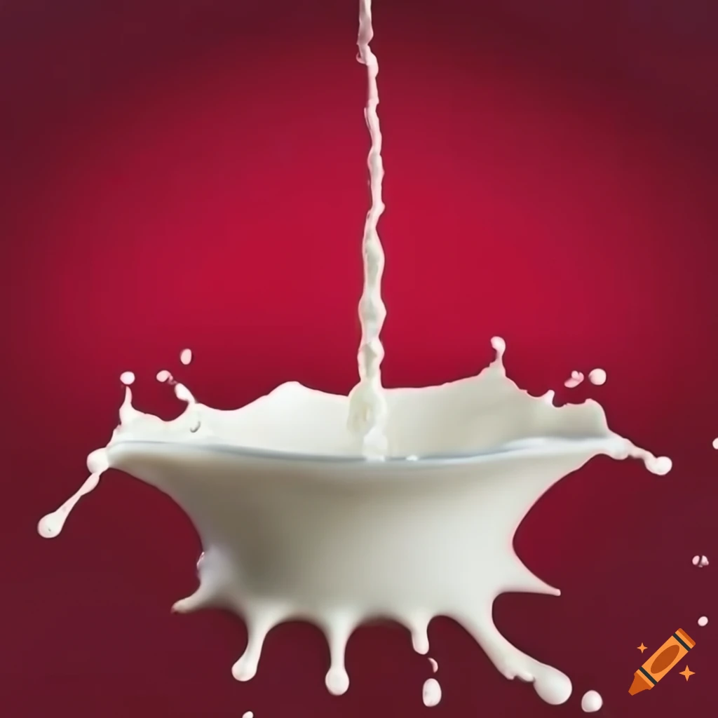 Milk splash against deep red backdrop in a captivating still-life