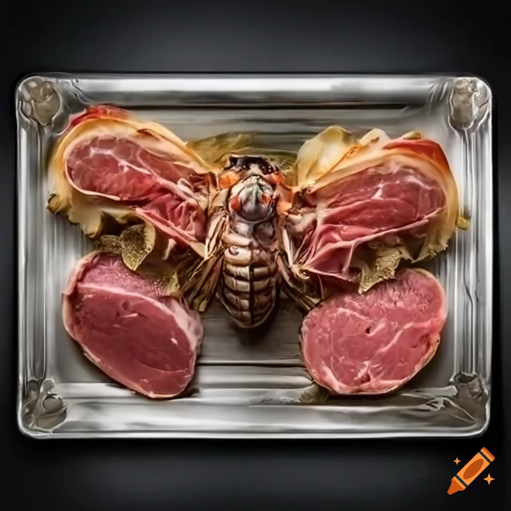 Meat and cheese tray with cicada garnish