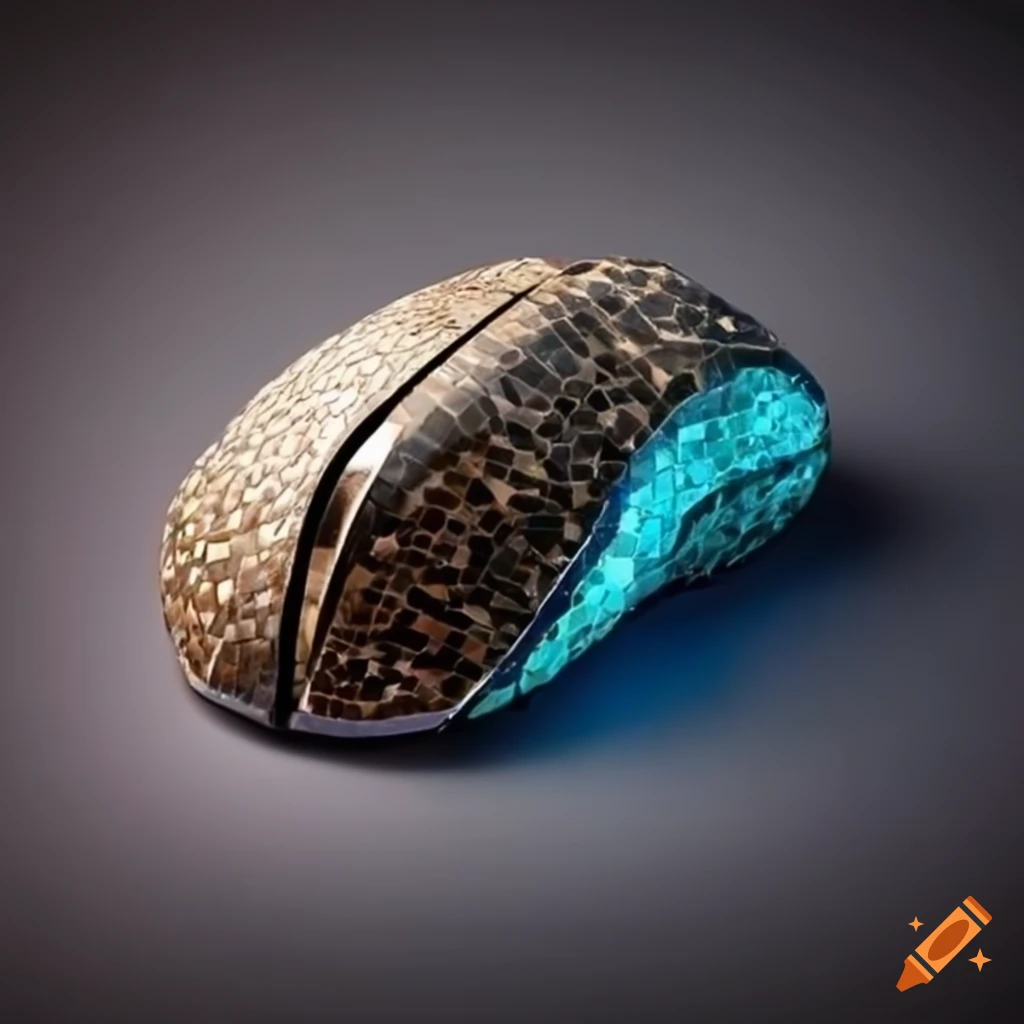 Unique computer mouse crafted from meteorite and Mosaic smalt on Craiyon