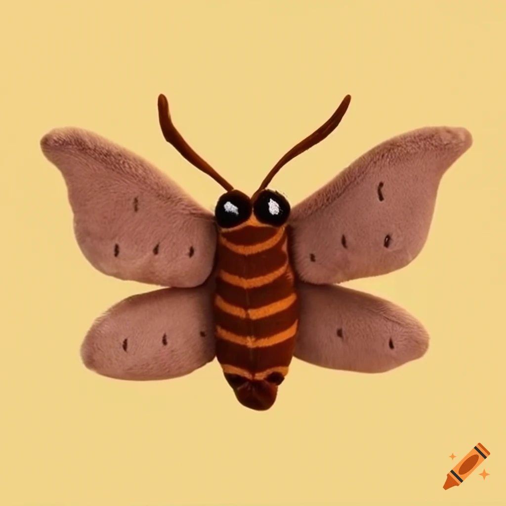 Cute brown cartoon moth plush