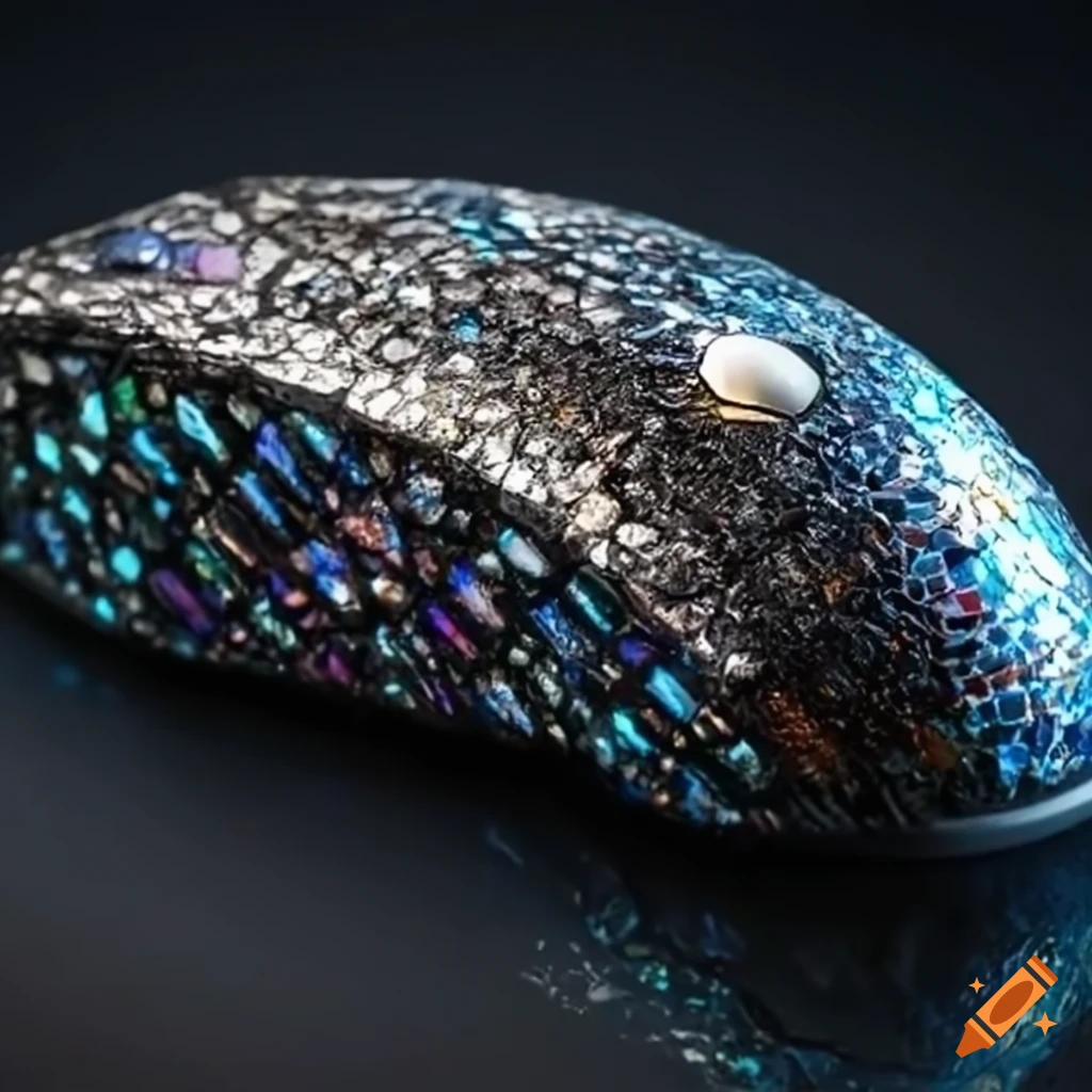 Unique computer mouse made of meteorite and mosaic smalt on Craiyon