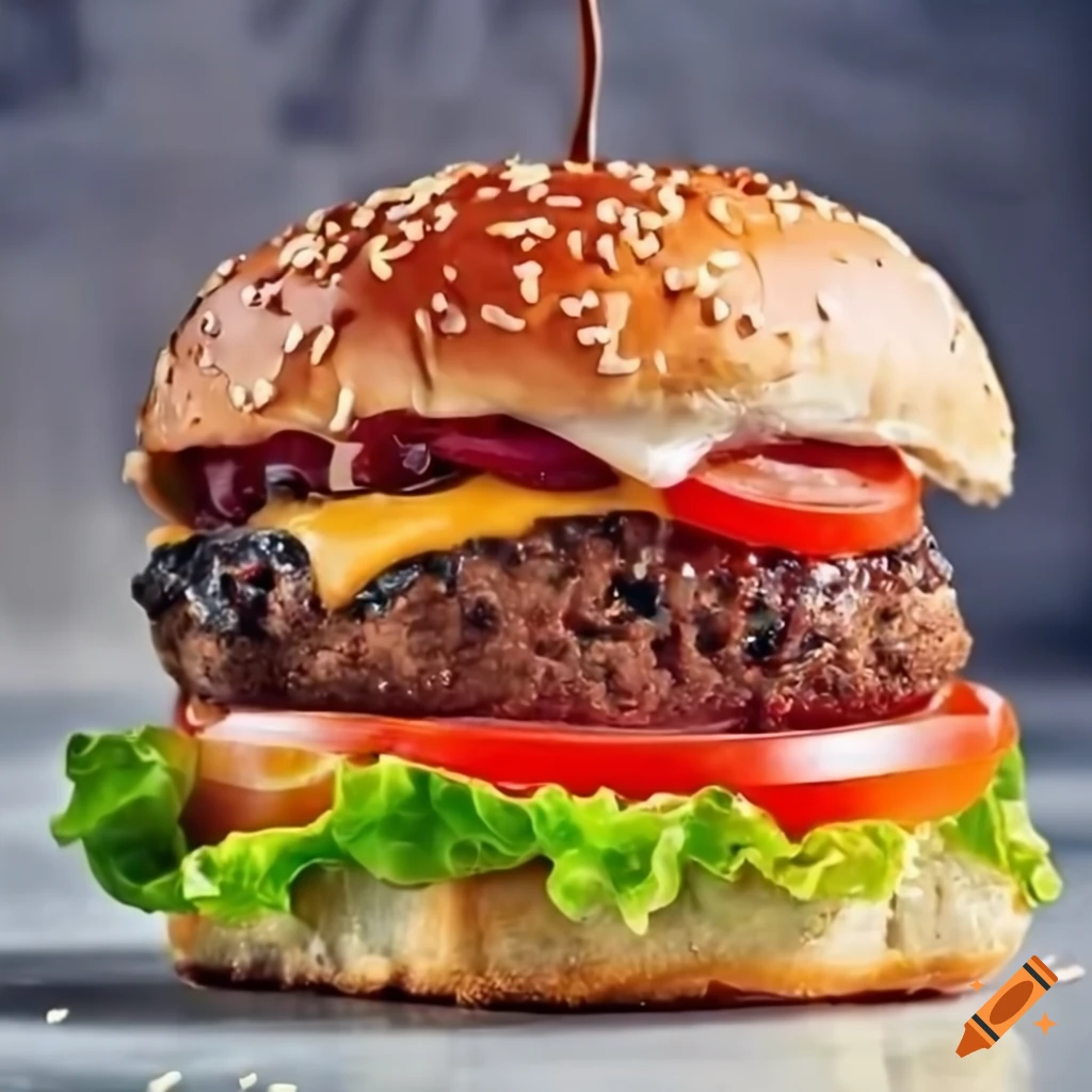 Delicious all-American cheeseburger with lettuce and tomatoes