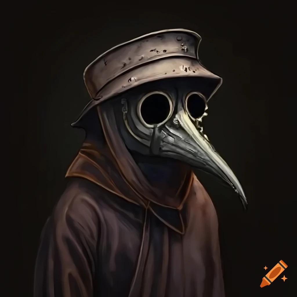 Plague doctor character in historical attire