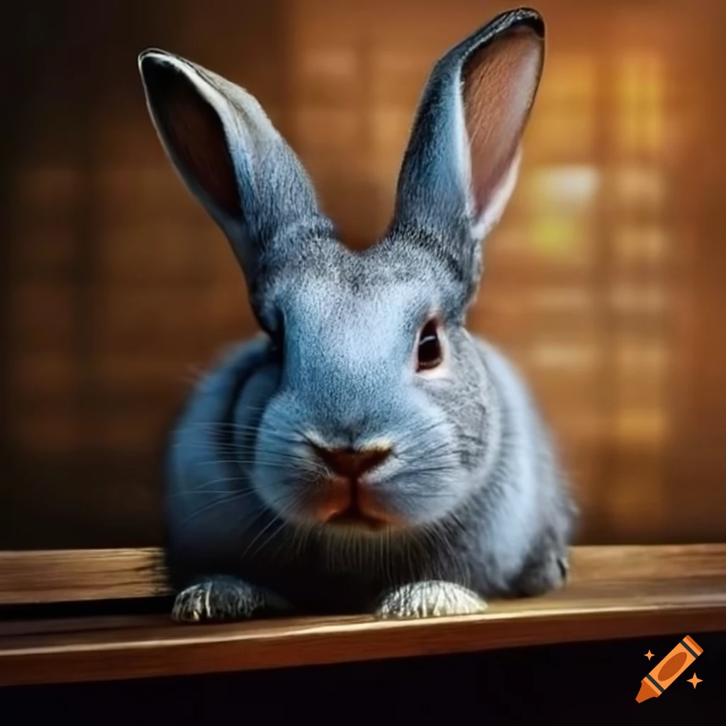Photorealist blue rabbit in a bar on Craiyon