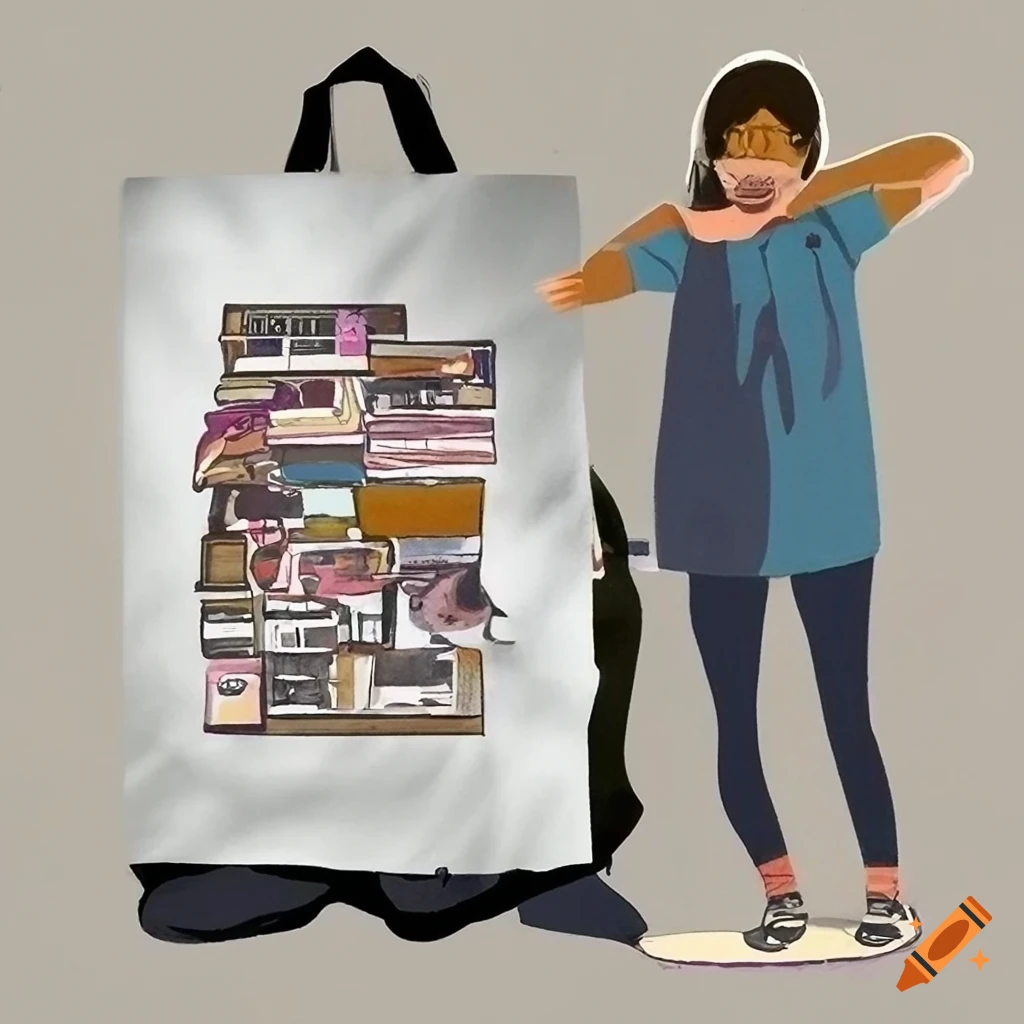 Poster depicting a huge backpack filled with various items symbolizing life experience