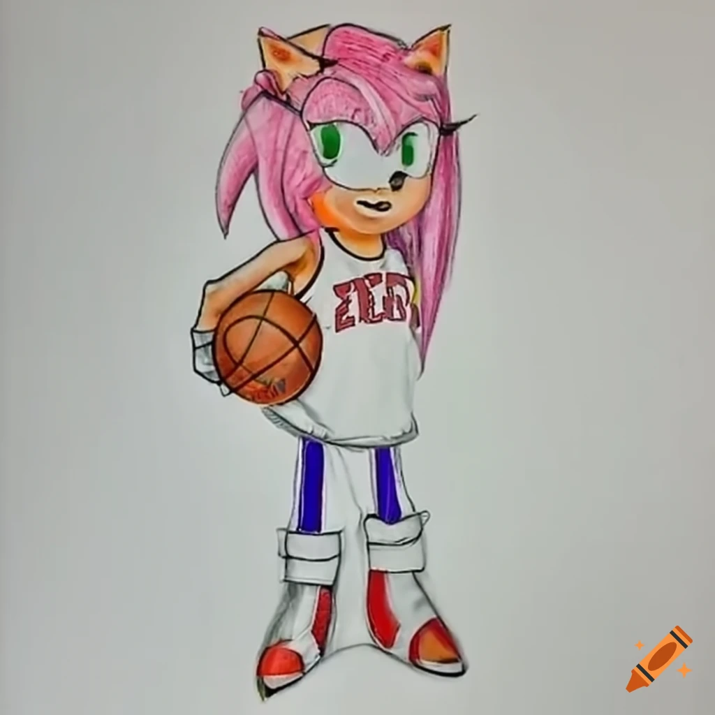 Amy Rose in a white basketball jersey