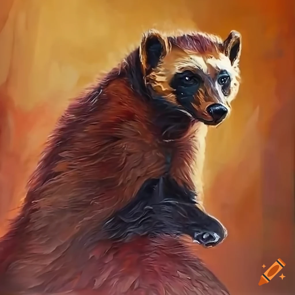 Wolverine animal mascot in maroon and gold colors on Craiyon